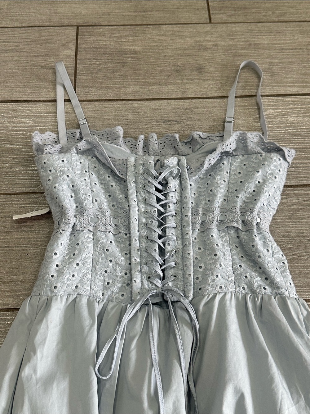 House of CB 'Jaime' Soft Blue Cotton Broderie Anglais Midi Sundress New! - Picture 12 of 15